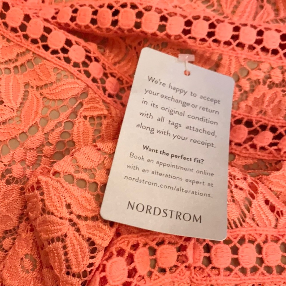 SAYLOR Dress Darian Crochet Lace Cutout Back Mini In Porcelain Rose L NWT - Picture 9 of 13